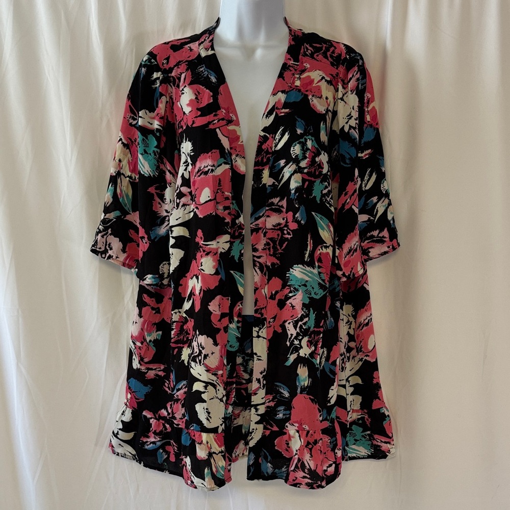 Lane Bryant Multicolor Floral Open Front Jacket